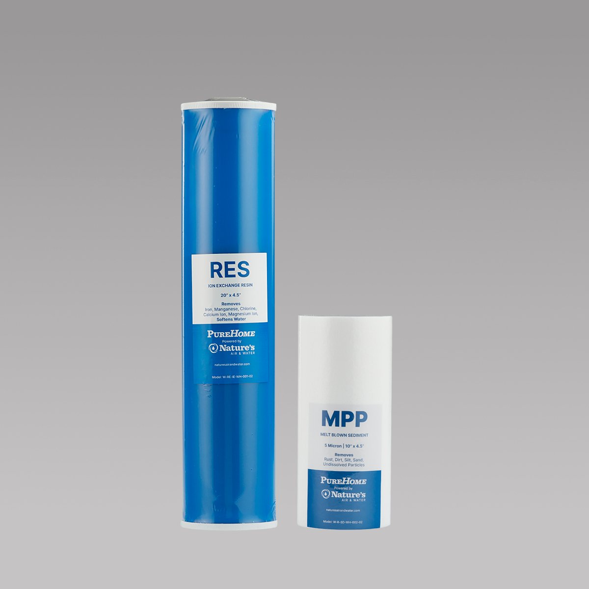 10" x 4 ½" MPP 5 micron Sediment Filter & 20" x 4 ½" RES Ion Exchange Resin Filter Bundle